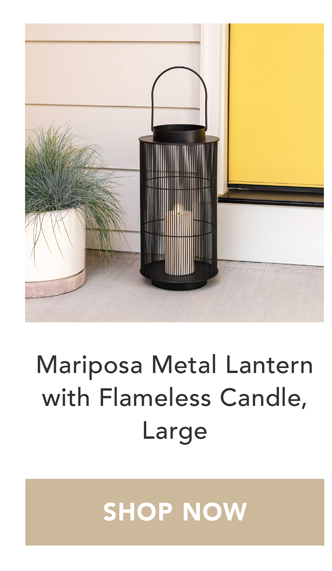 Mariposa Metal Lantern with Flameless Candle, Large