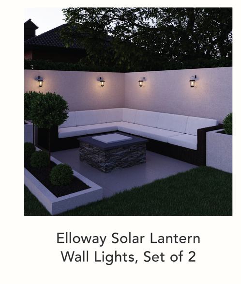 Elloway Solar Lantern Wall Lights, Set of 2